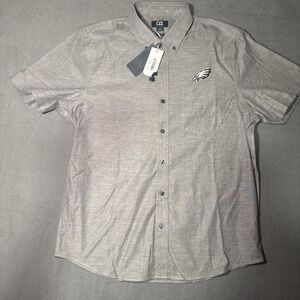 Philadelphia Eagles Cutter & Buck Button Up Men L Gray Short Sleeve New NWT